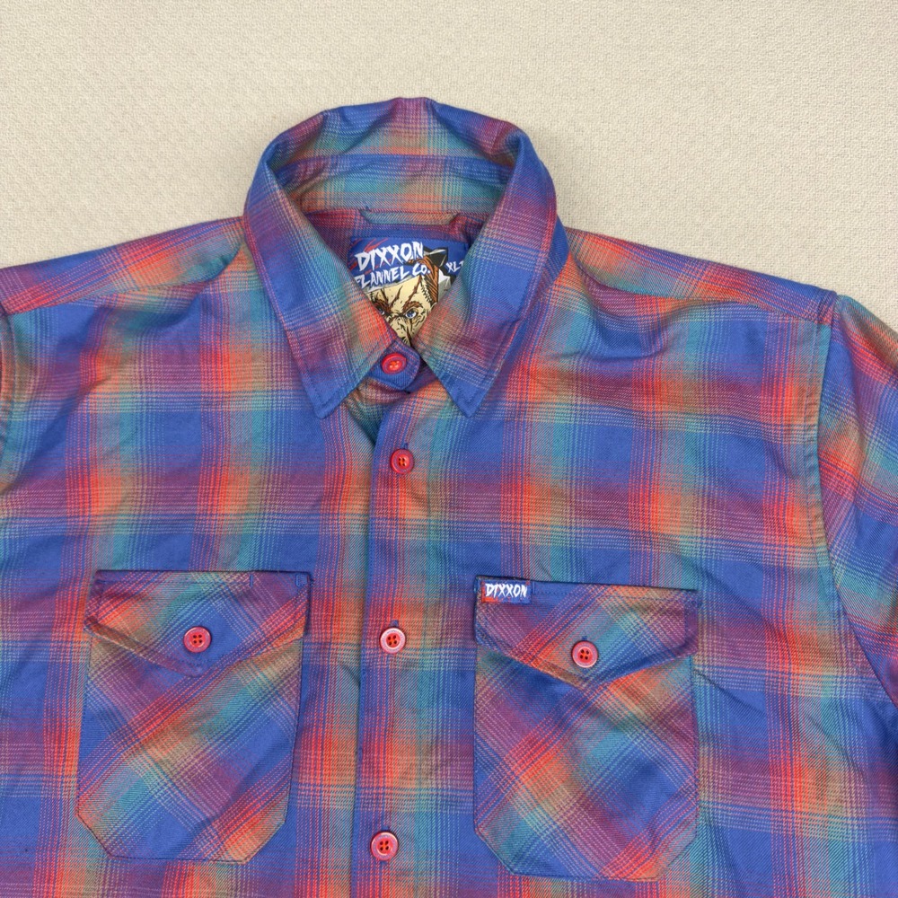 Dixxon Flannel Co Chucky Shirt Mens Plaid Button Down Biker Colorful Horror - Picture 3 of 7